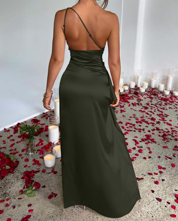 Memoriesea Women's Sexy One Shoulder High Split Cocktail Wedding Party Maxi Dress - Image 4