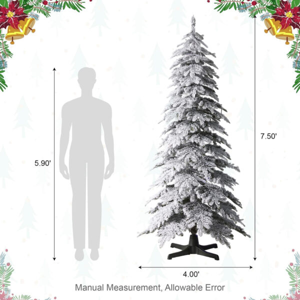 Glitzhome 7ft Pre-Lit Flocked Pine Artificial Christmas Tree with 400 Lights, Large Deluxe Xmas Tree with Warm White Lights for Home Decor - Image 4